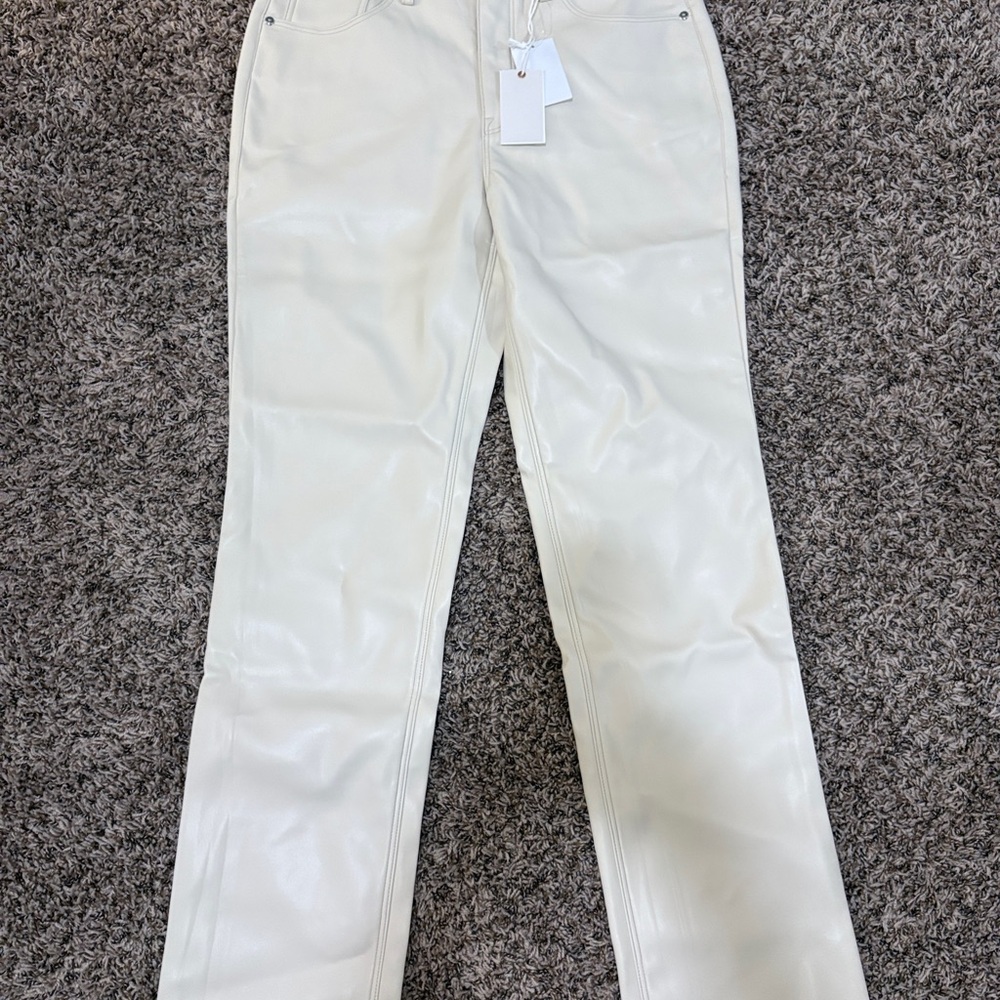 Good American Straight Leg Cream Jeans